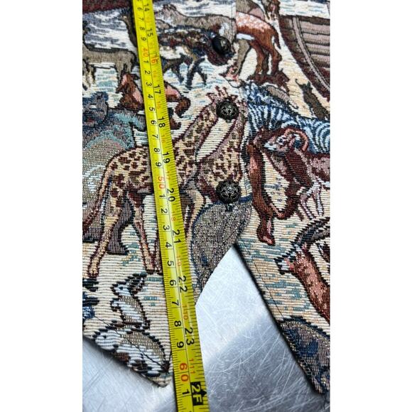 VTG 90s Bobbie Brooks Noah's Ark Animals Buttoned Vest Sz M Tapestry Boho Whimsy - Picture 7 of 7